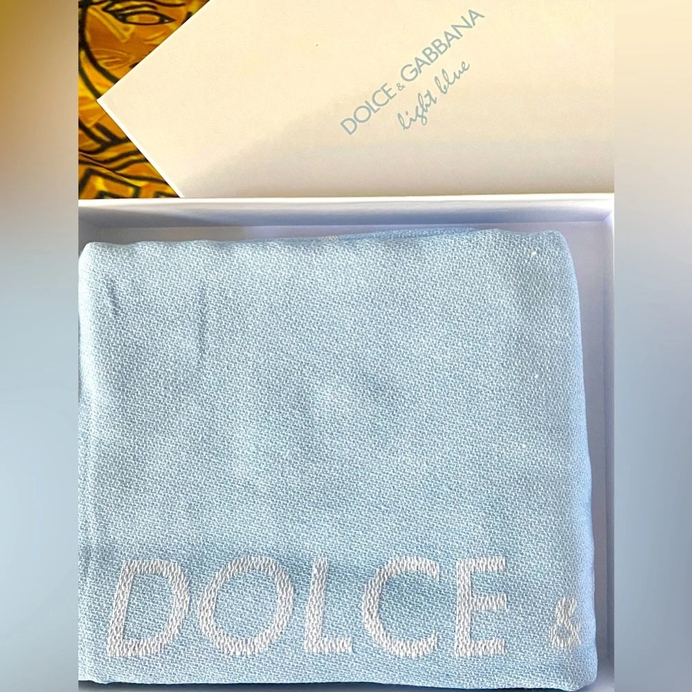 Dolce & Gabbana NEW Towel Made in Spain Light Blue Cotton